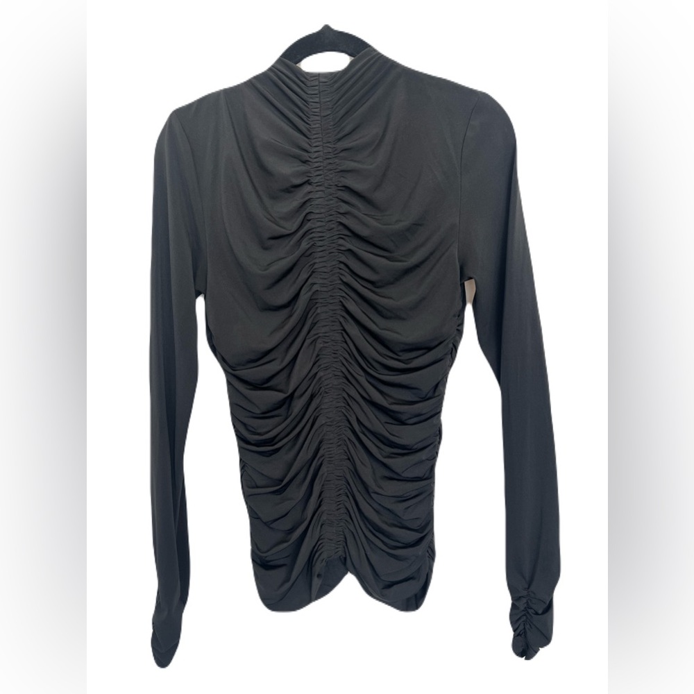 🖤 EUC RACHEL PARCELL Black Ruched Stretch Knit Long Sleeve Top | Women’s Small - Picture 5 of 9